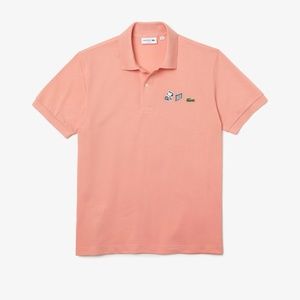 Lacoste Tennis X Snoopy Peanuts Relaxed Fit Organic Cotton Pink Polo Shirt
